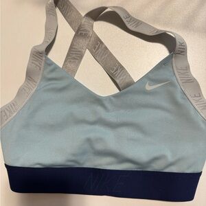Nike Women's Sky Blue and Navy Sports Bra